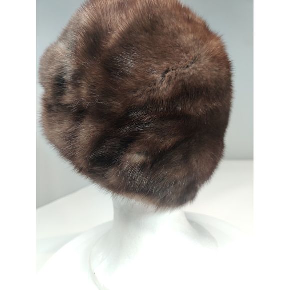 Vintage Dark Brown Mink Beret Style Hat from Canada 20.5\
